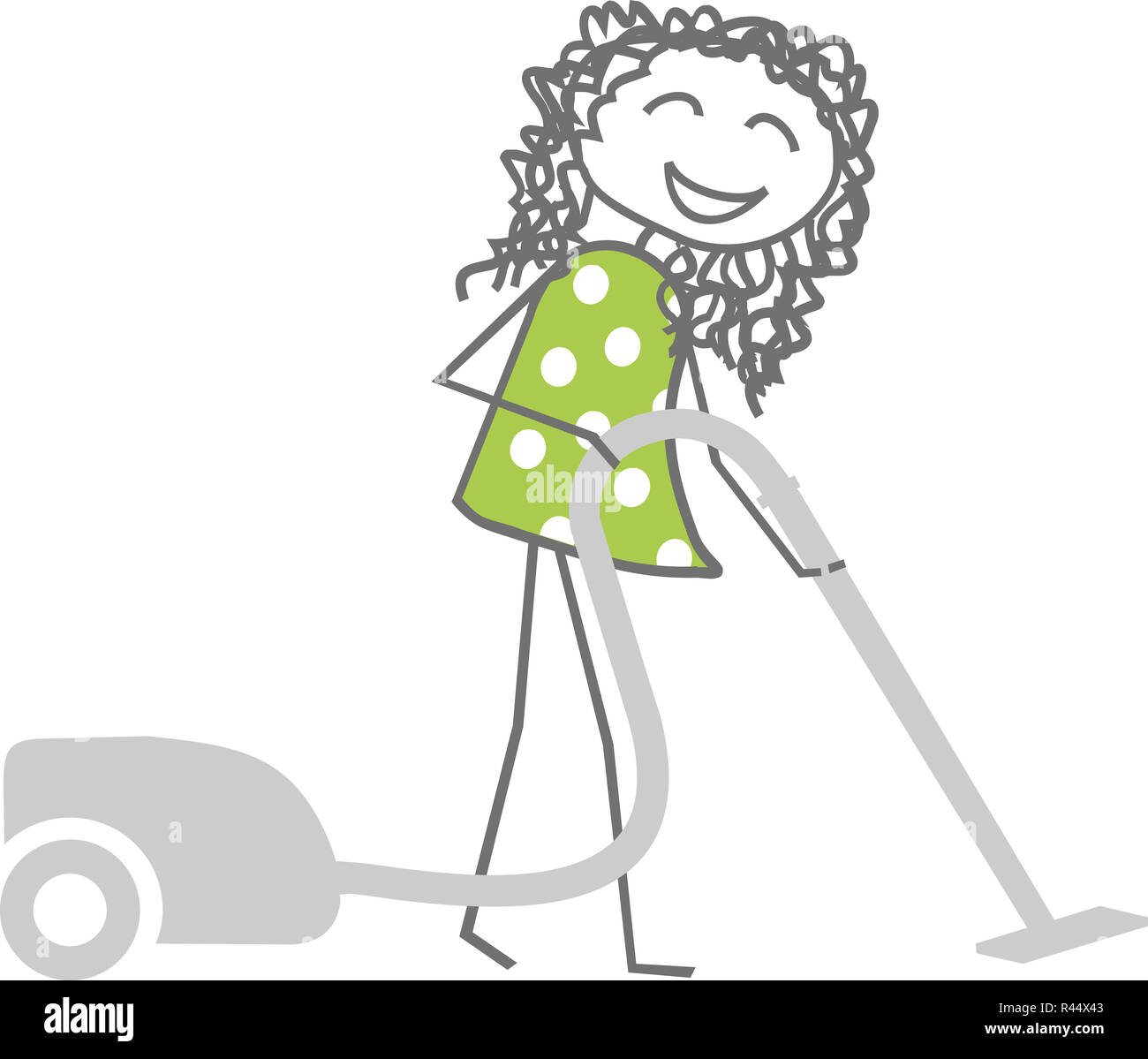 A woman cleans while vacuuming Stock Photo - Alamy