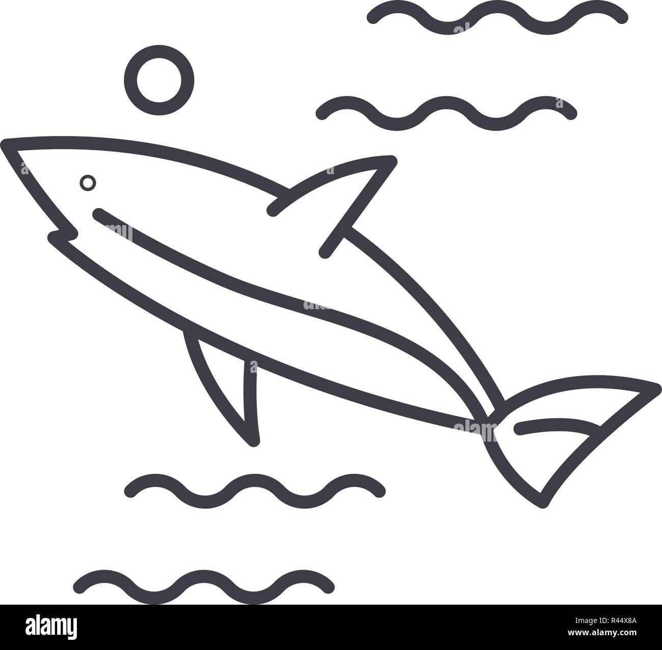 Shark line icon concept. Shark vector linear illustration, symbol, sign ...