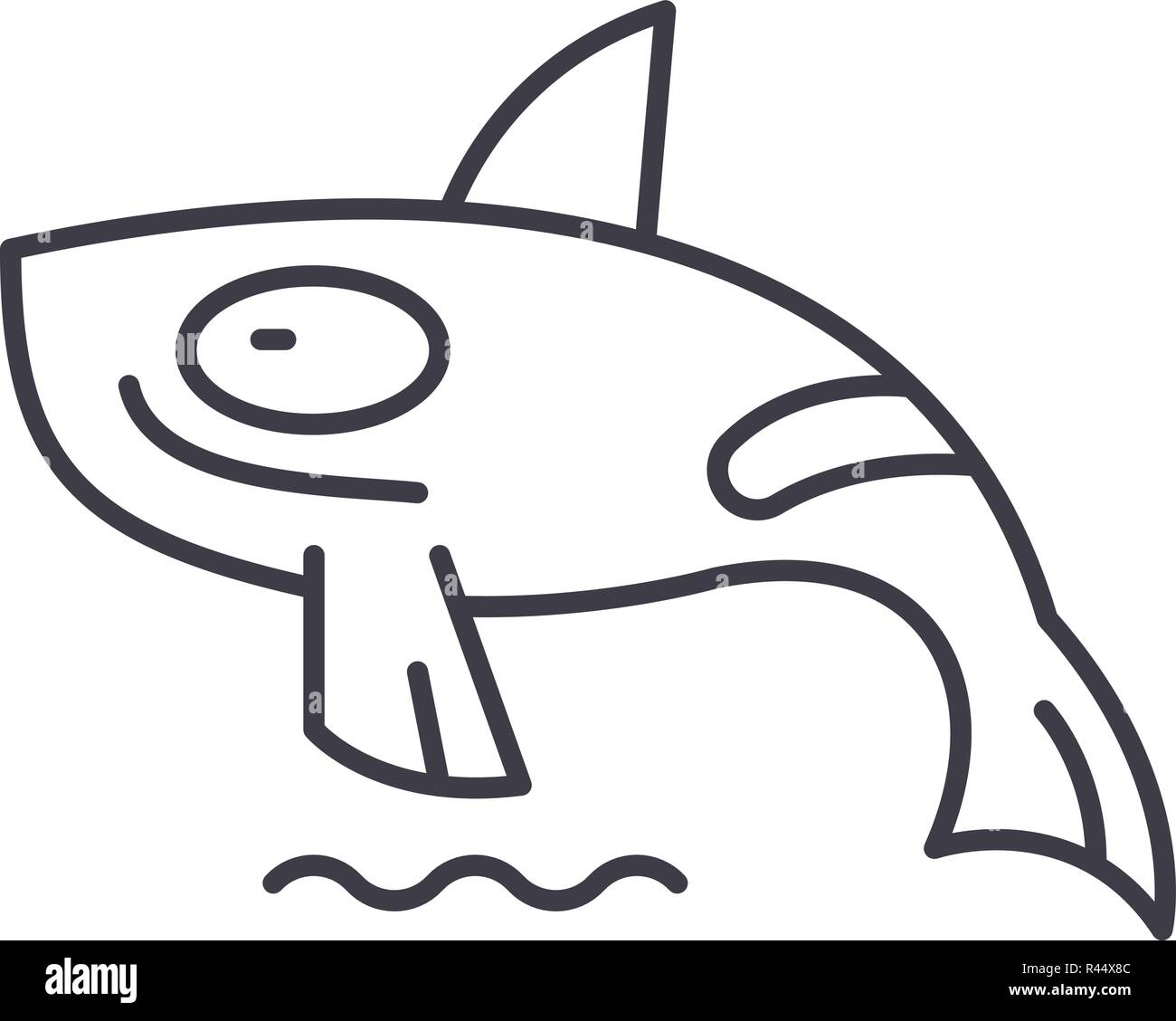 Shark killer whale line icon concept. Shark killer whale vector linear illustration, symbol, sign Stock Vector