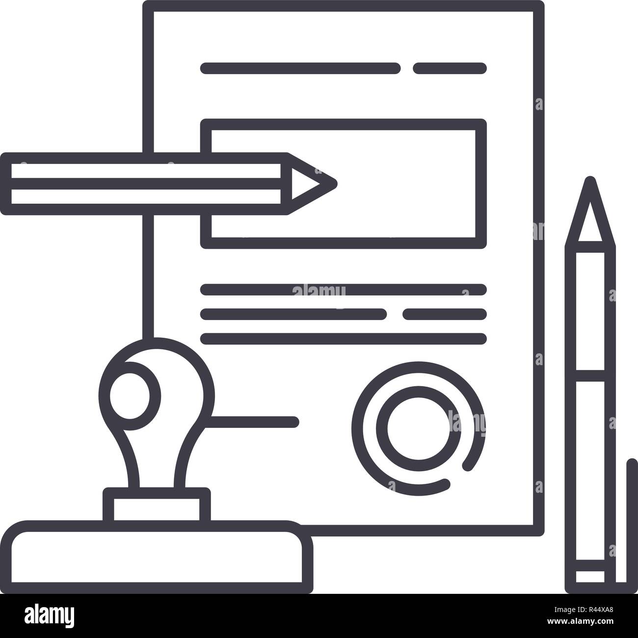 Signing a contract line icon concept. Signing a contract vector linear ...