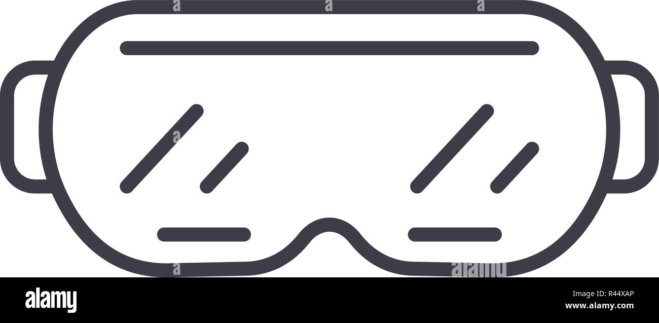 Ski goggles line icon concept. Ski goggles vector linear illustration