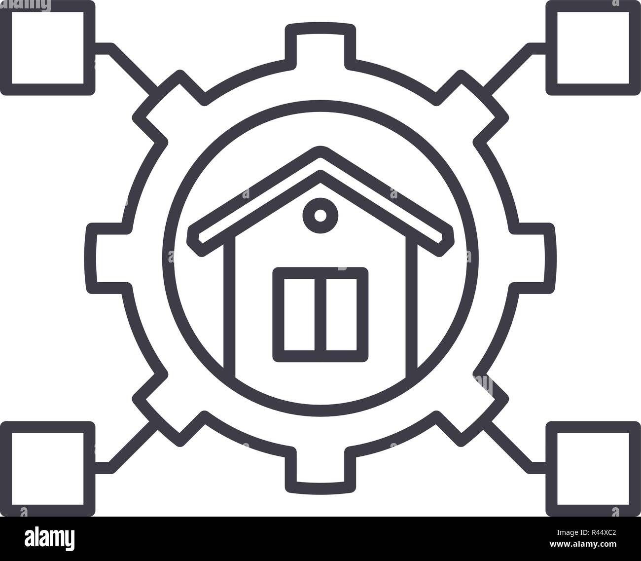 Smart house line icon concept. Smart house vector linear illustration ...