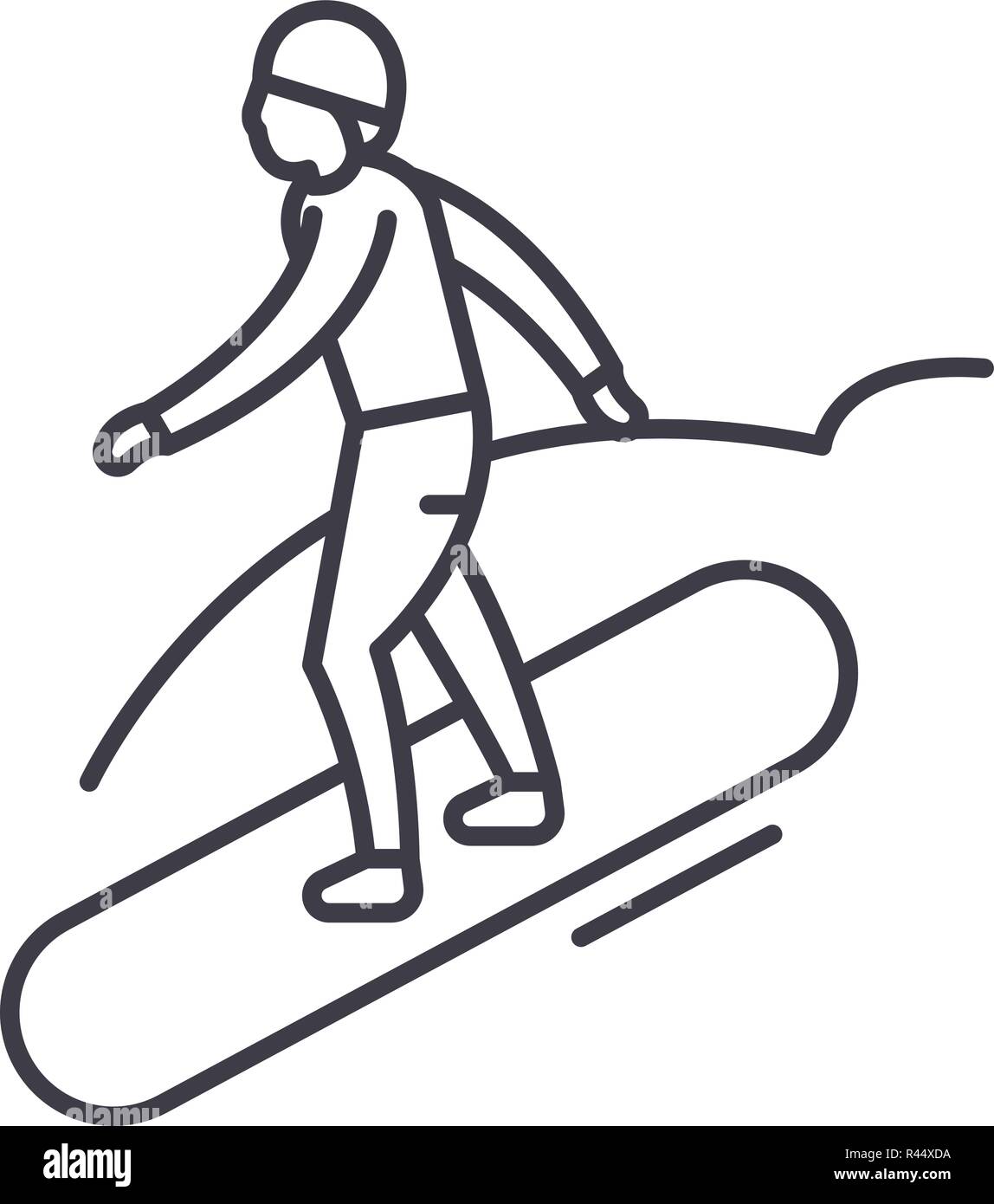 Snowboard line icon concept