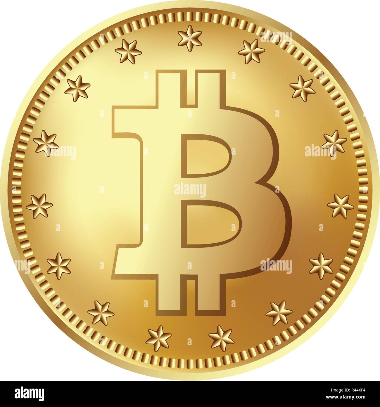 Bitcoin golden coin. Money and finance symbol for fintech net banking. Stock Vector