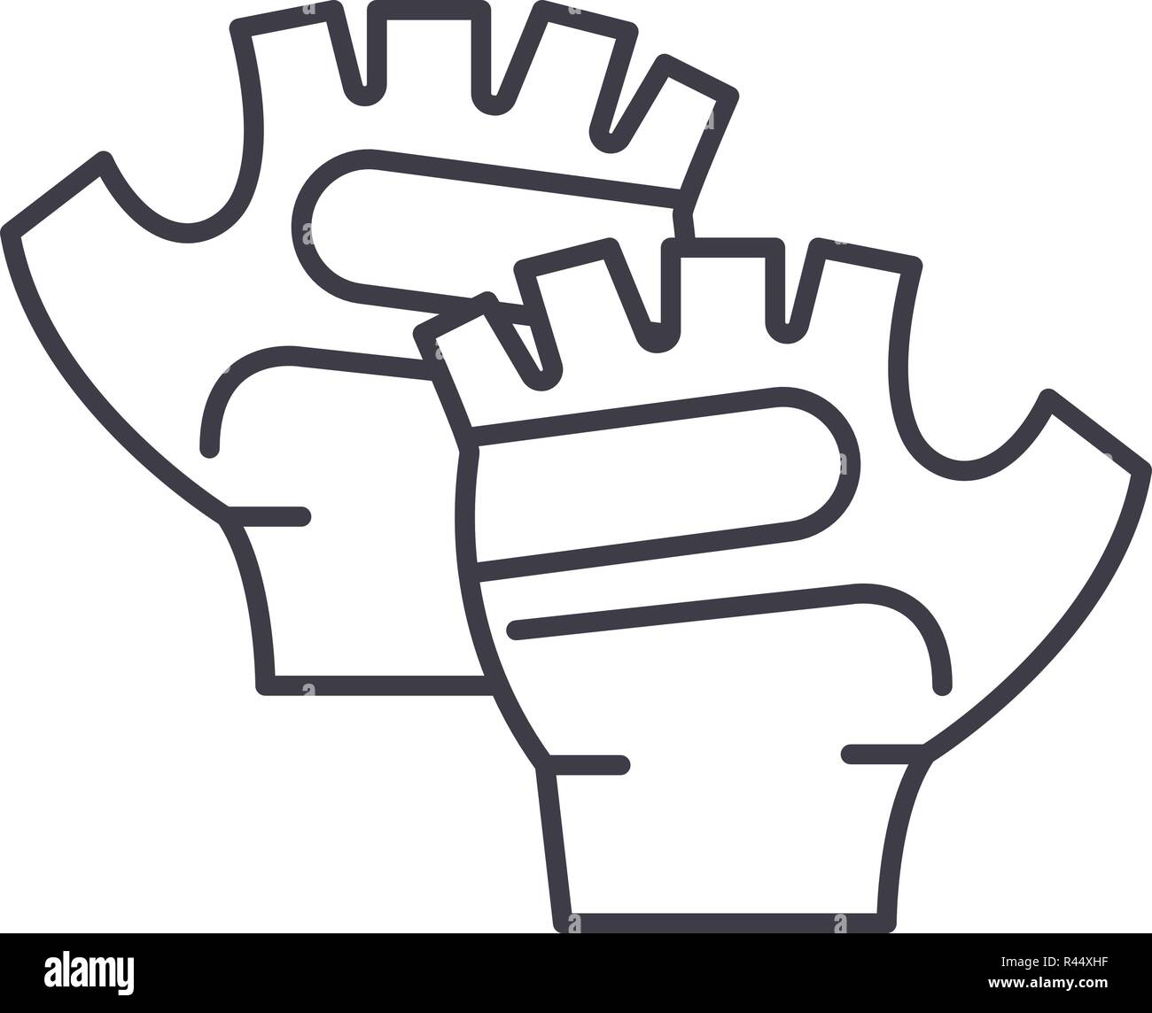 Sport gloves line icon concept. Sport gloves vector linear illustration, symbol, sign Stock