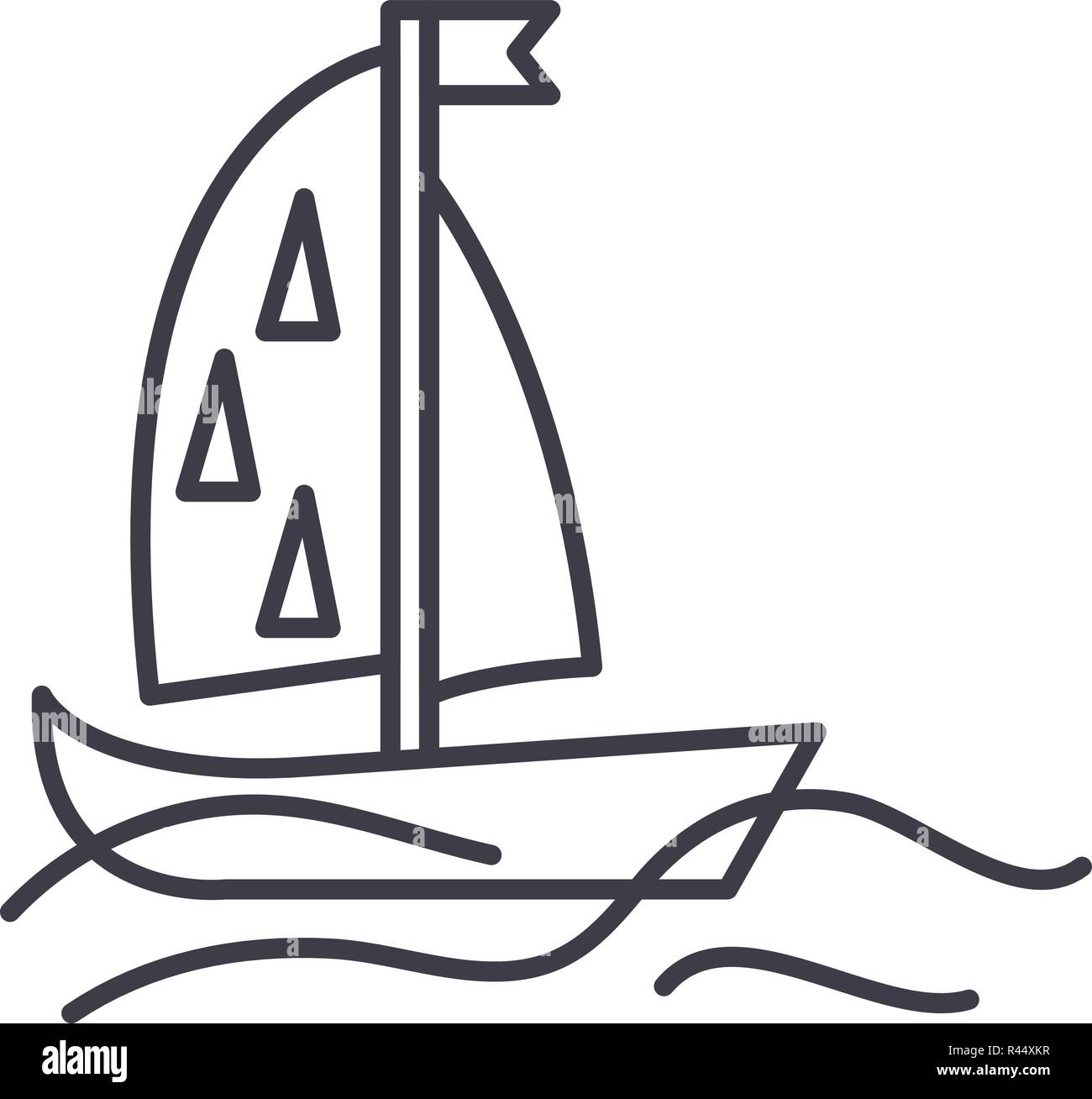 Sports yacht line icon concept. Sports yacht vector linear illustration ...