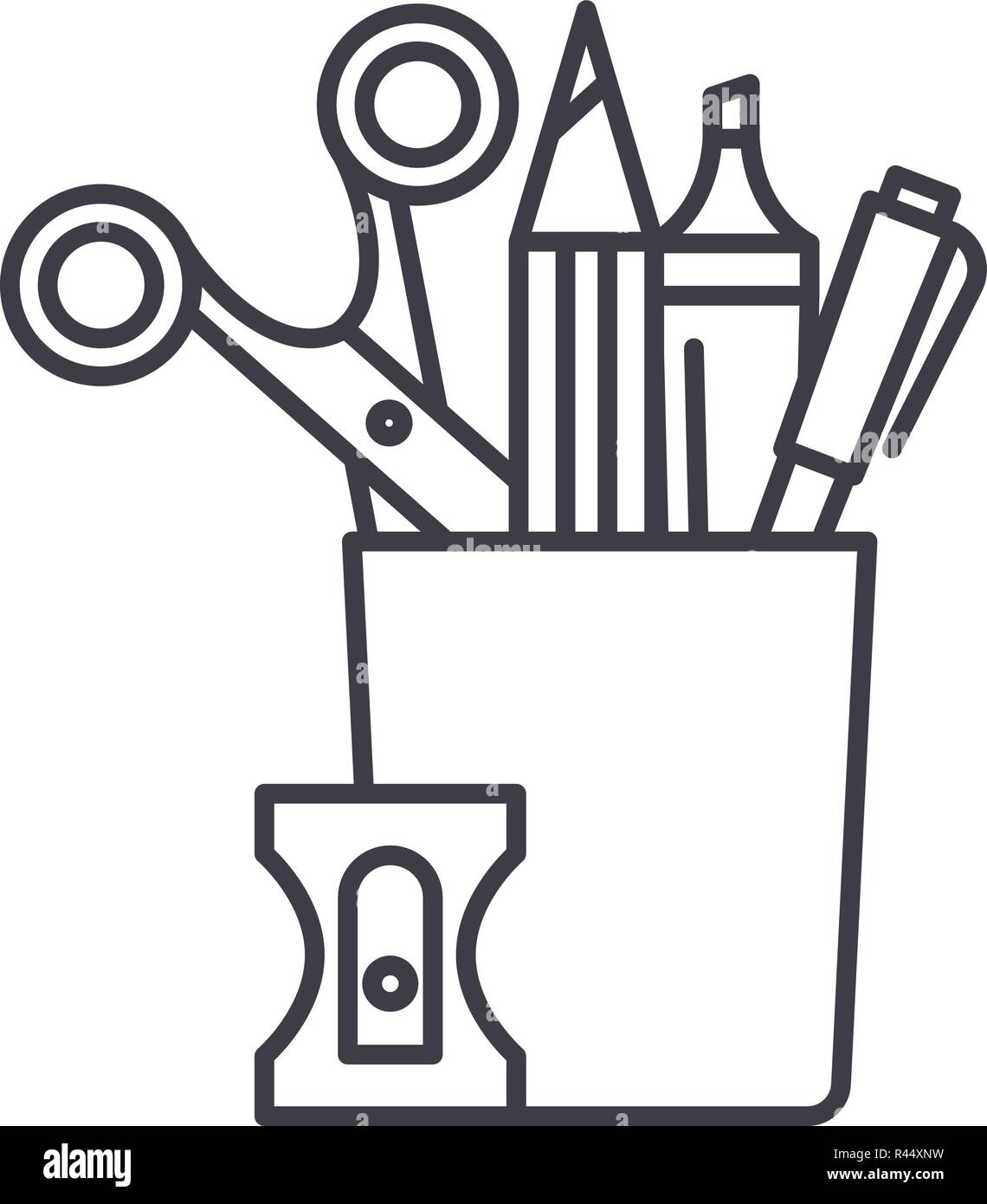 Stationery set line icon concept. Stationery set vector linear