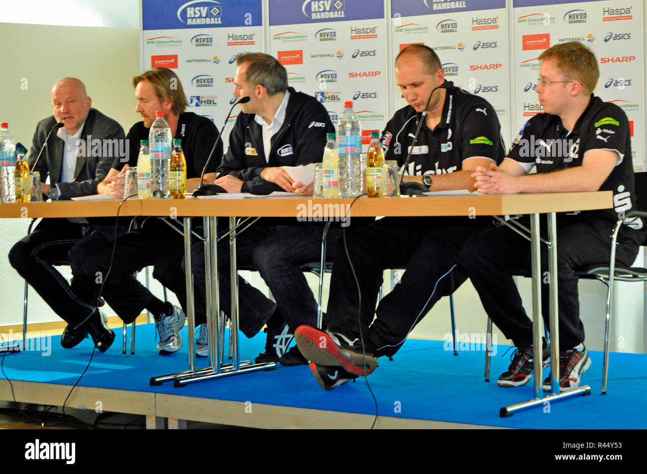 HSV Handball Pressekonferenz, Barclaycard Arena, Hamburg, Deutschland Stock Photo