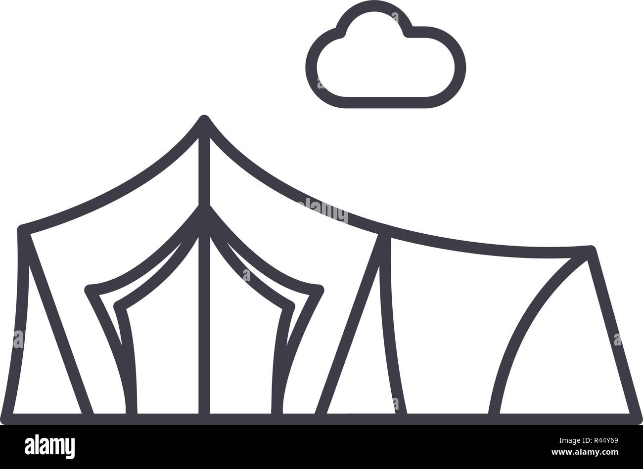Tent line icon concept. Tent vector linear illustration, sign, symbol ...