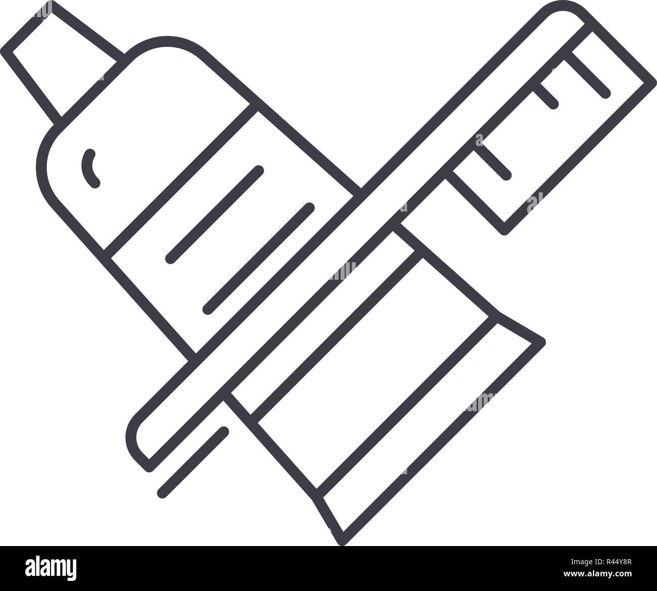 Toothbrush and toothpaste line icon concept. Toothbrush and toothpaste ...