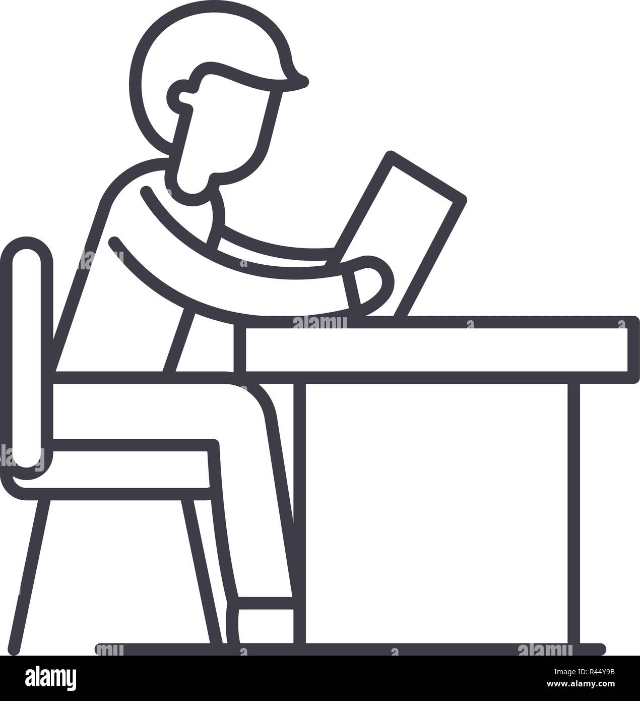 Training at work line icon concept. Training at work vector linear ...