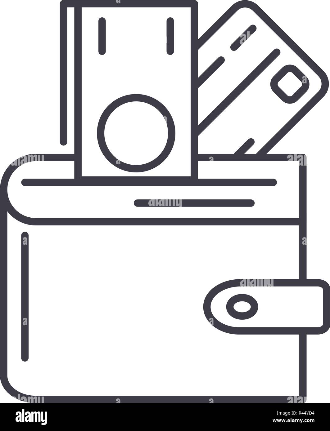 Wallet with money line icon concept. Wallet with money vector linear ...