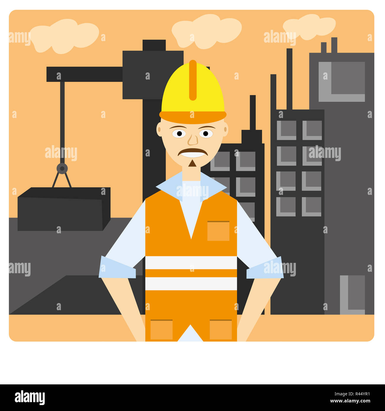 Cartoon illustration construction worker hi-res stock photography and