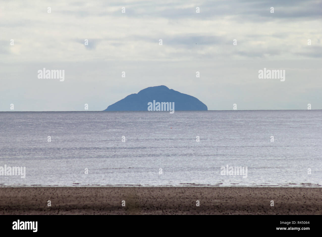 A view of Ailsa Craig across the Firth of Clyde from Royal Troon Golf