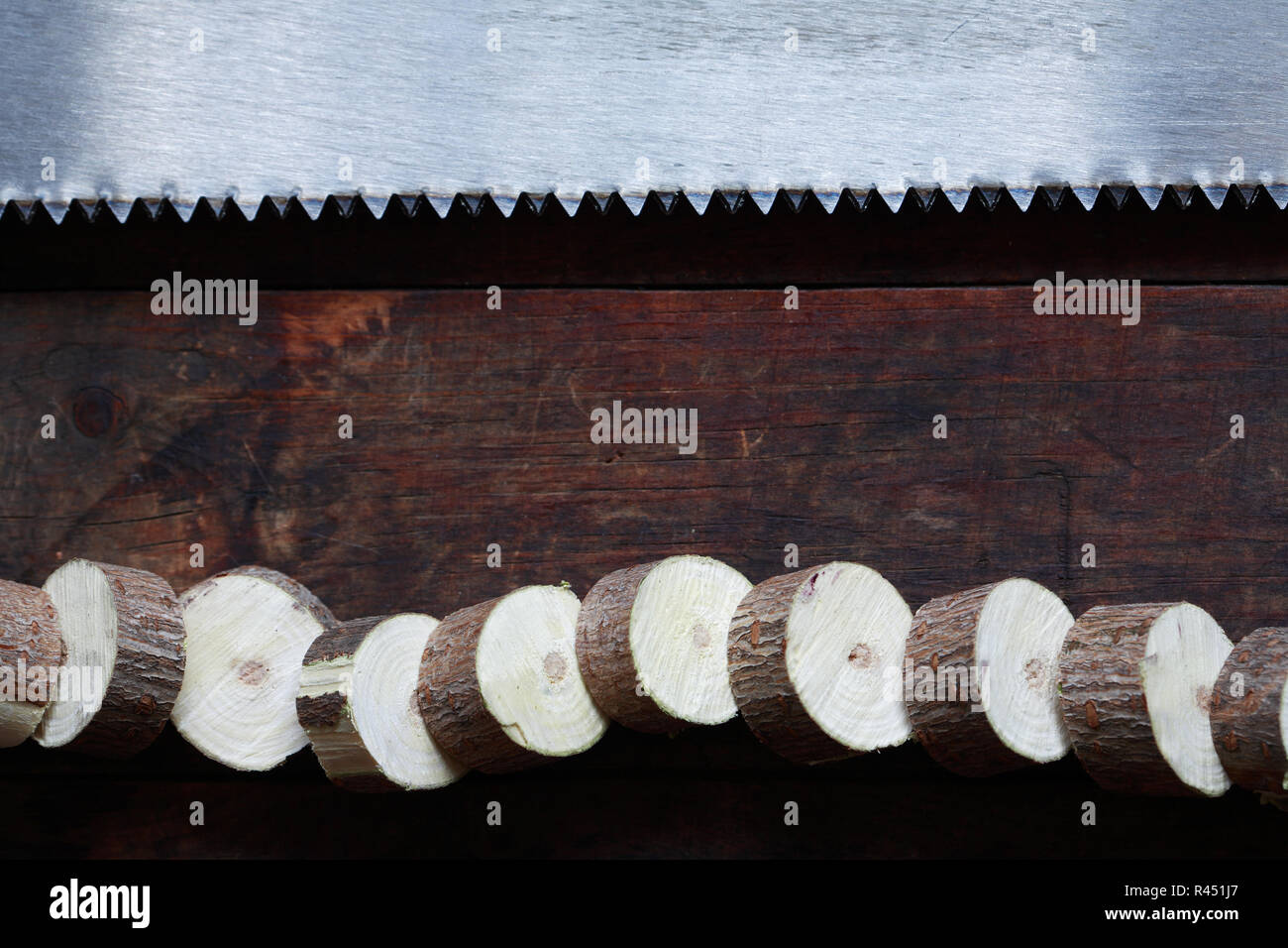 Hacksaw Closeup On Wooden Background Stock Photo