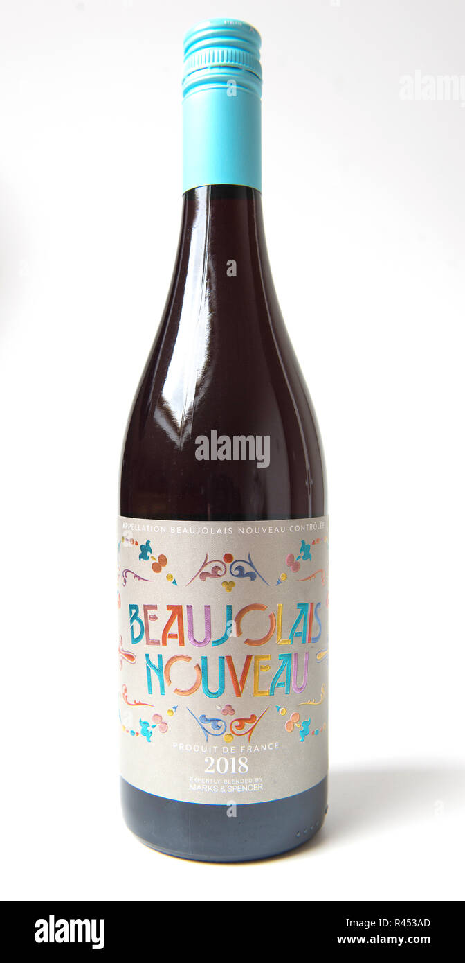 London Uk 25 November 18 18 Beaujolais Nouveau Traditionally Launched On The Third Thursday In November Finally Appears On Uk High Street Supermarkets Almost Un Noticed And Without The Heavy Marketing That Accompanied