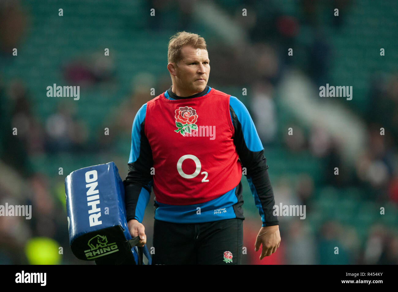 Twickenham, UK. 24th November 2018. England's Dylan Hartley warms up ahead of the Quilter International Rugby match between England and Australia. Andrew Taylor/Alamy Live News Stock Photo