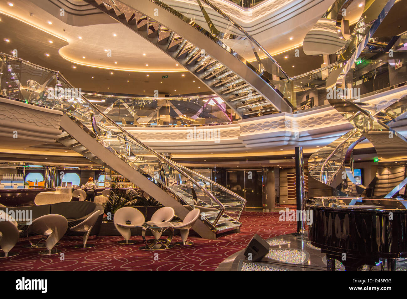 Cruise ship furniture, comfortable modern chairs in the reception area