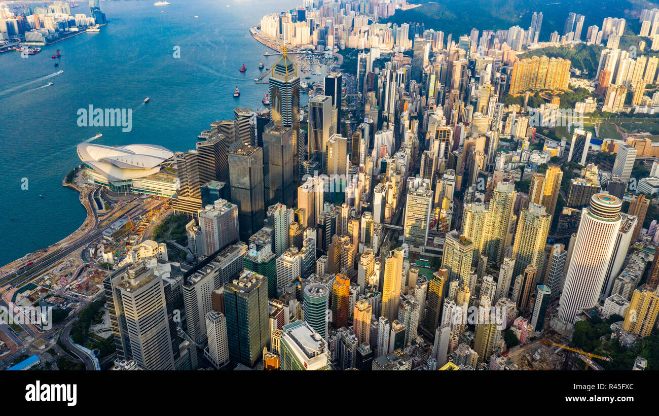 Aerial view of Wan Chai and Causeway Bay, Hong Kong Stock Photo - Alamy