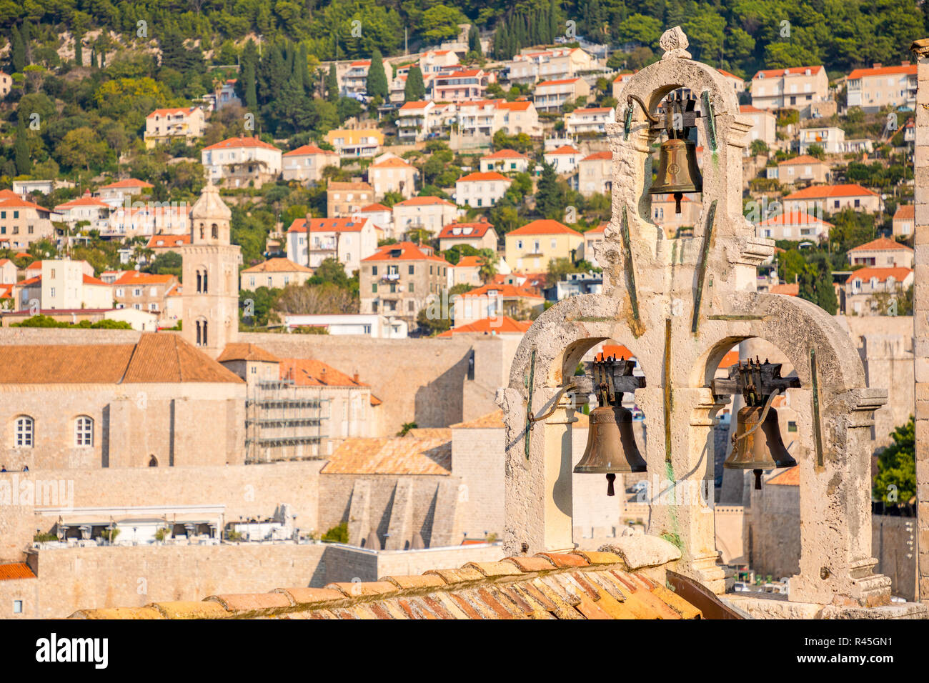 Bell tower of small chapel in Dubrovnik, Croatia Stock Photo
