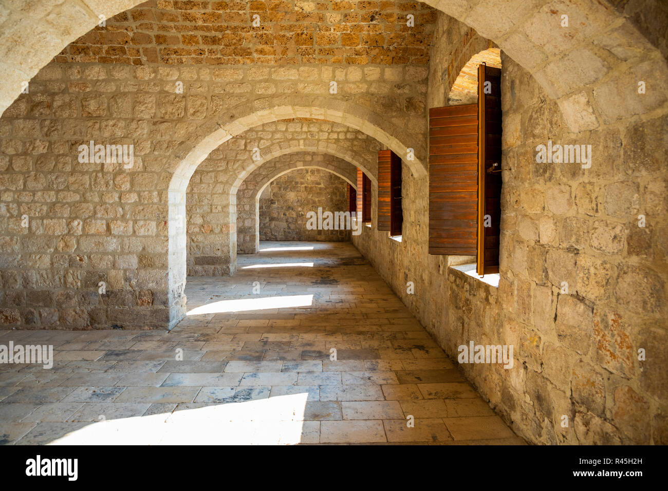 Interior of Fort Lovrijenac, St. Lawrence Fortress building ...