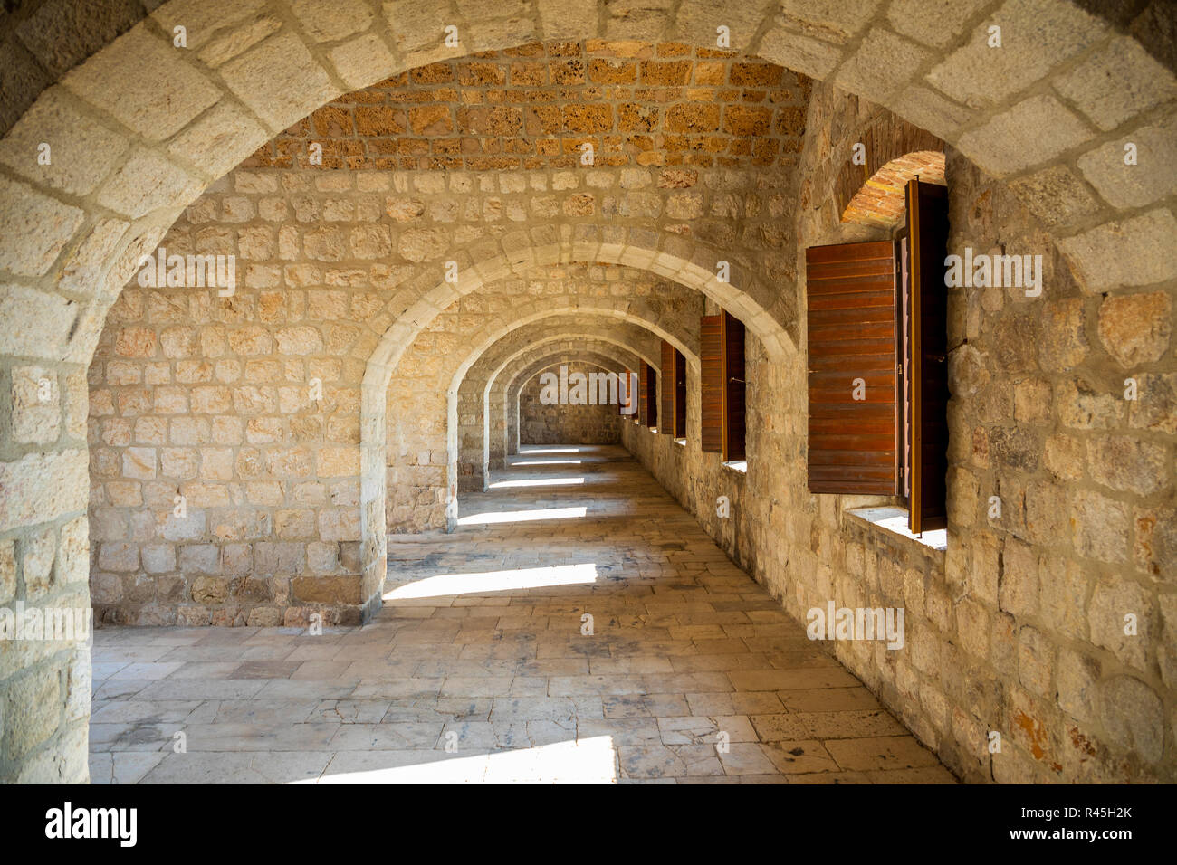 Interior of Fort Lovrijenac, St. Lawrence Fortress building ...