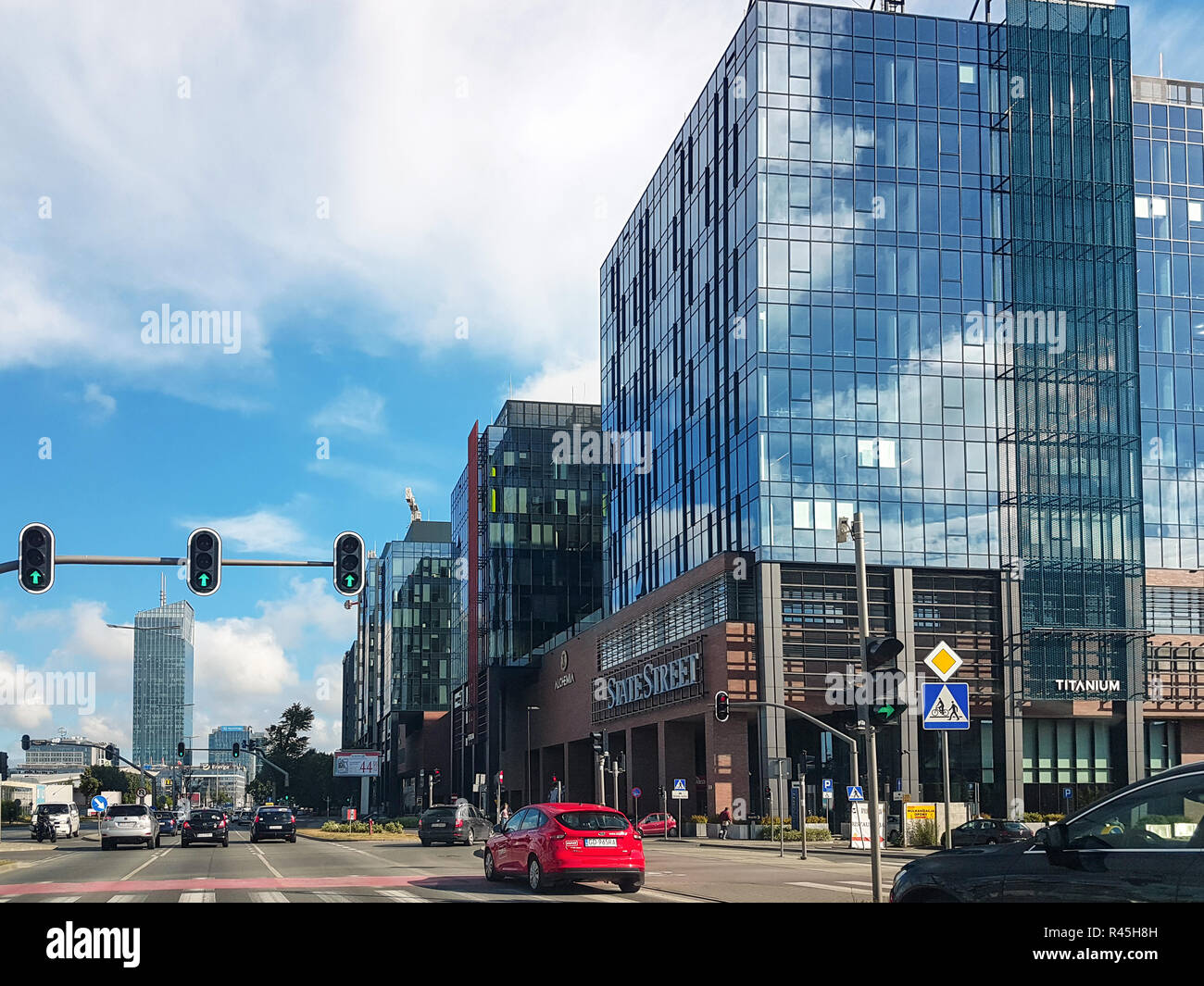 Gdansk, Poland - June 27, 2018: Modern corporate buildings in the centre of Gdansk City. Gdańsk is one of the most dynamically developing Polish citie Stock Photo