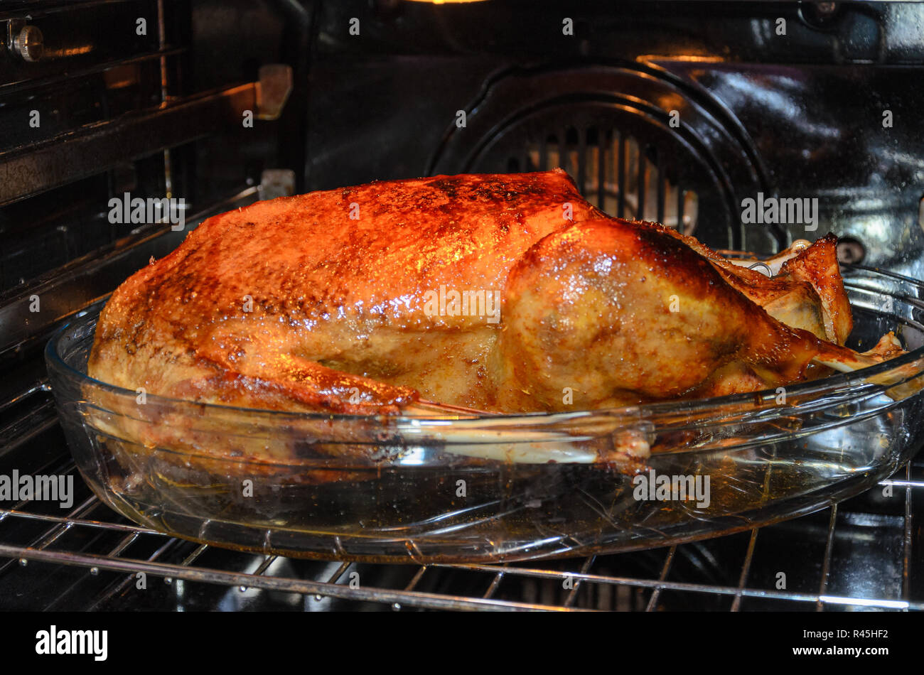 Roast goose in the oven Stock Photo Alamy