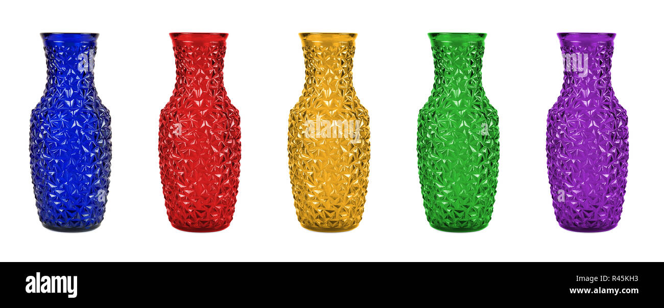 set of colorful glass vases Stock Photo Alamy