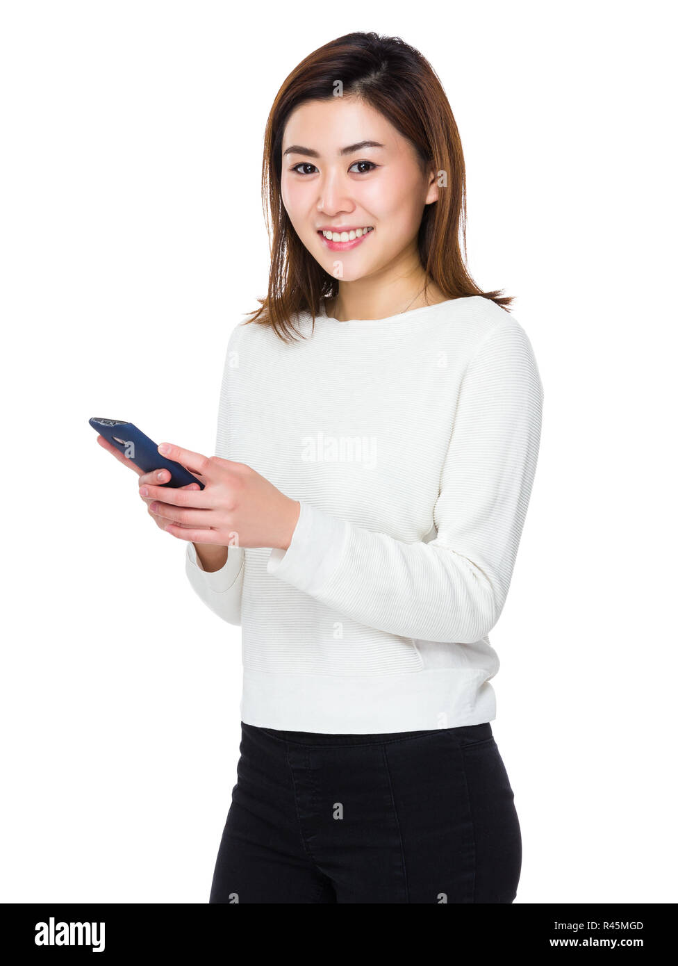 Asian Woman use of the mobile phone Stock Photo - Alamy