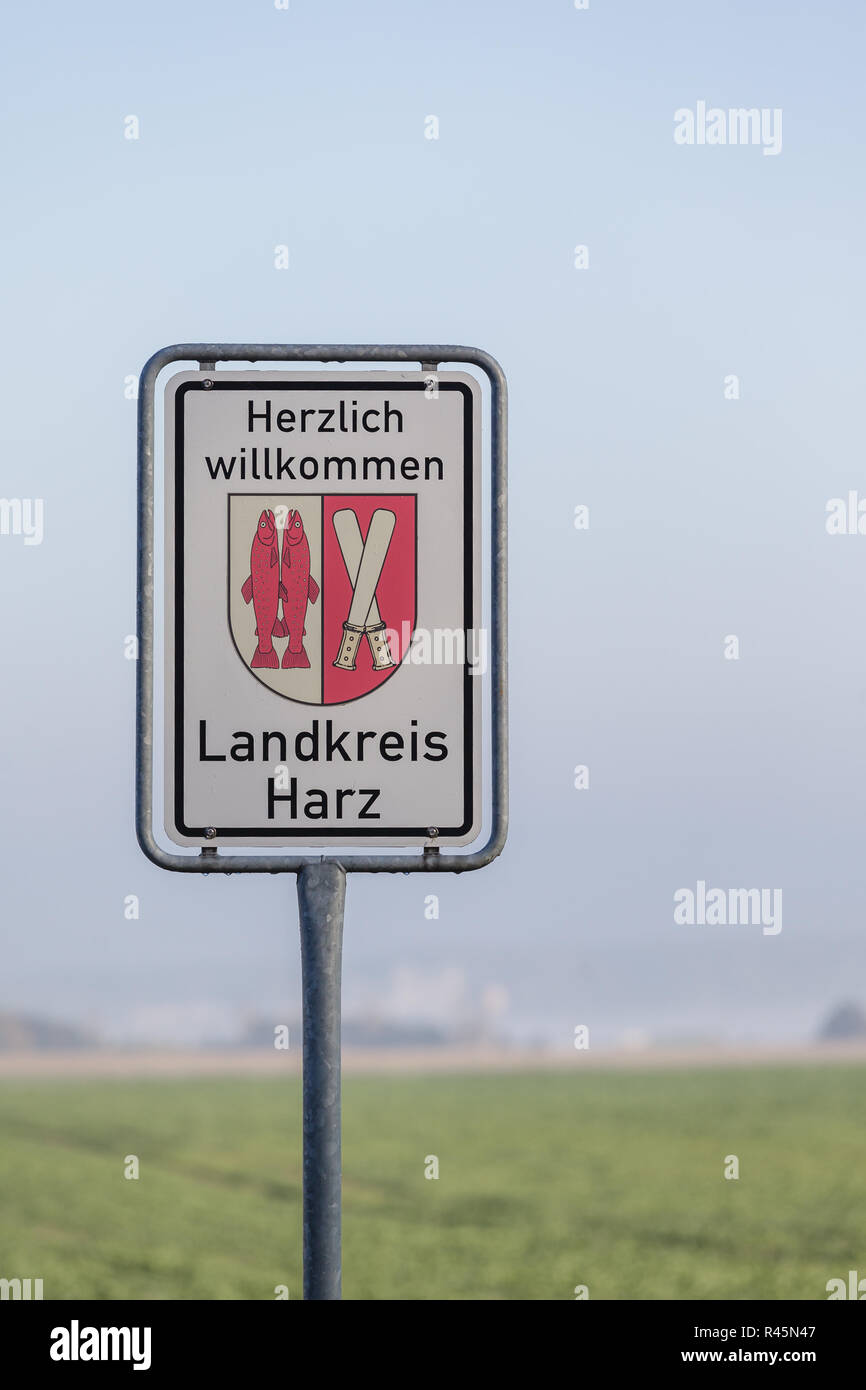 welcome to the district of harz Stock Photo