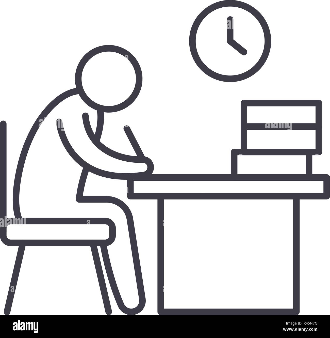 Working day line icon concept. Working day vector linear illustration ...