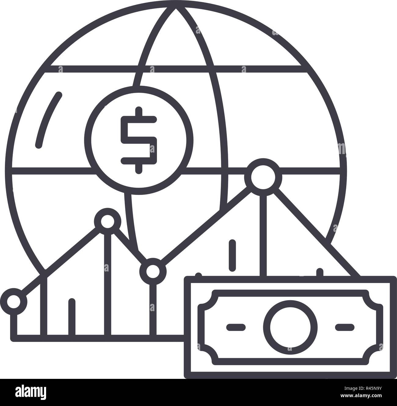 World markets line icon concept. World markets vector linear ...