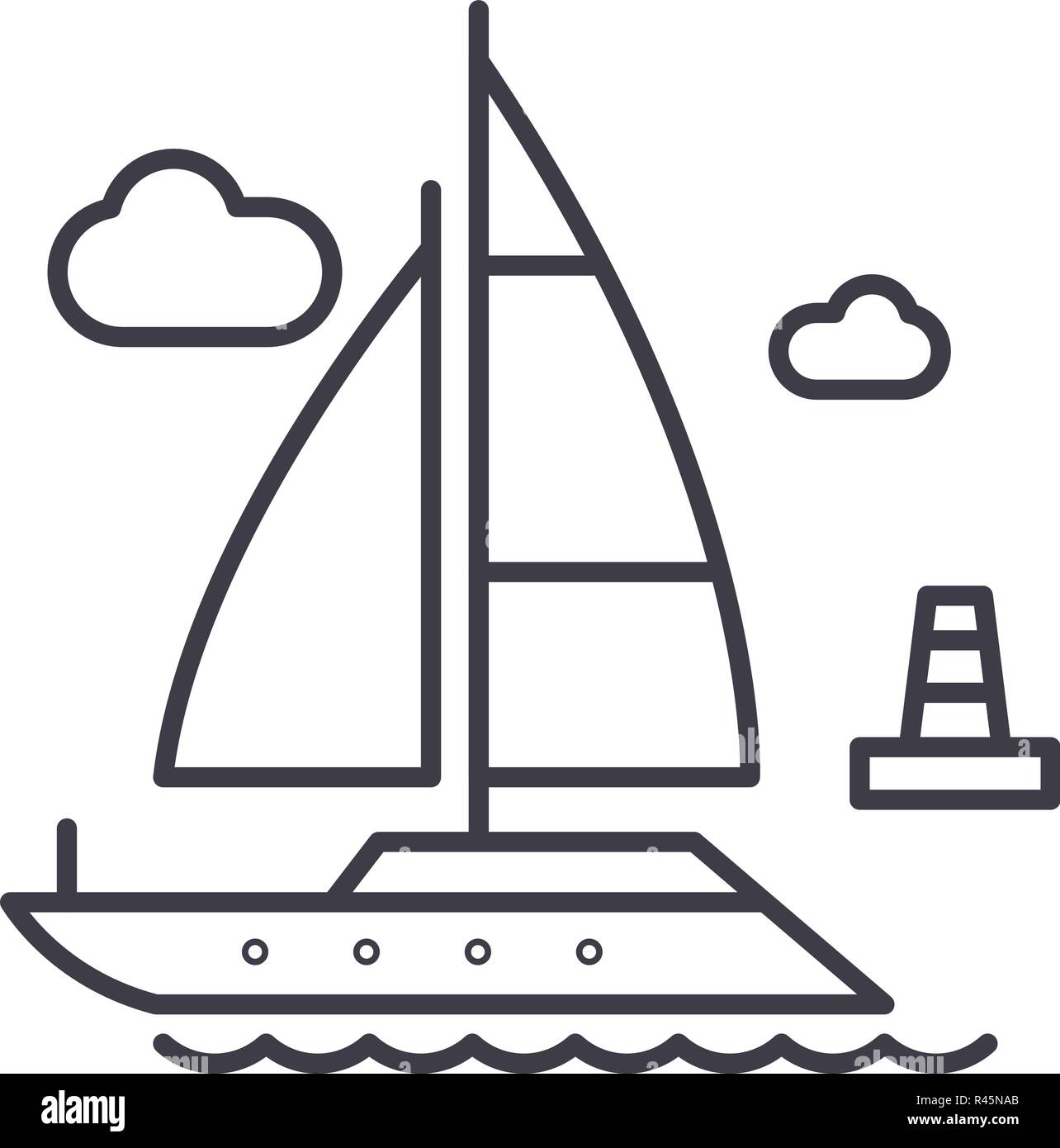 Yacht line icon concept. Yacht vector linear illustration, sign, symbol ...
