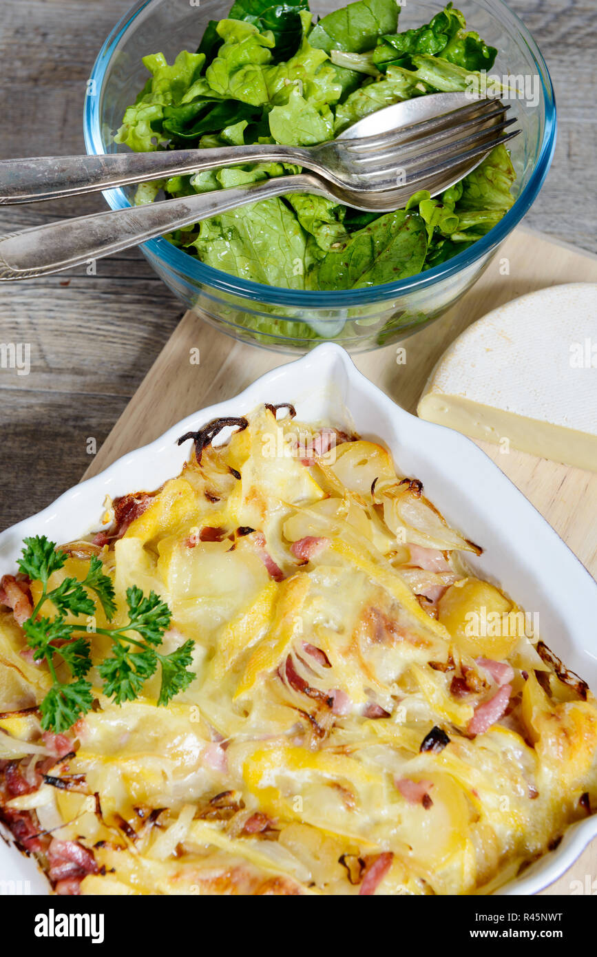 French Traditional Potato Gratin Tartiflette Of Savoie Stock Photo