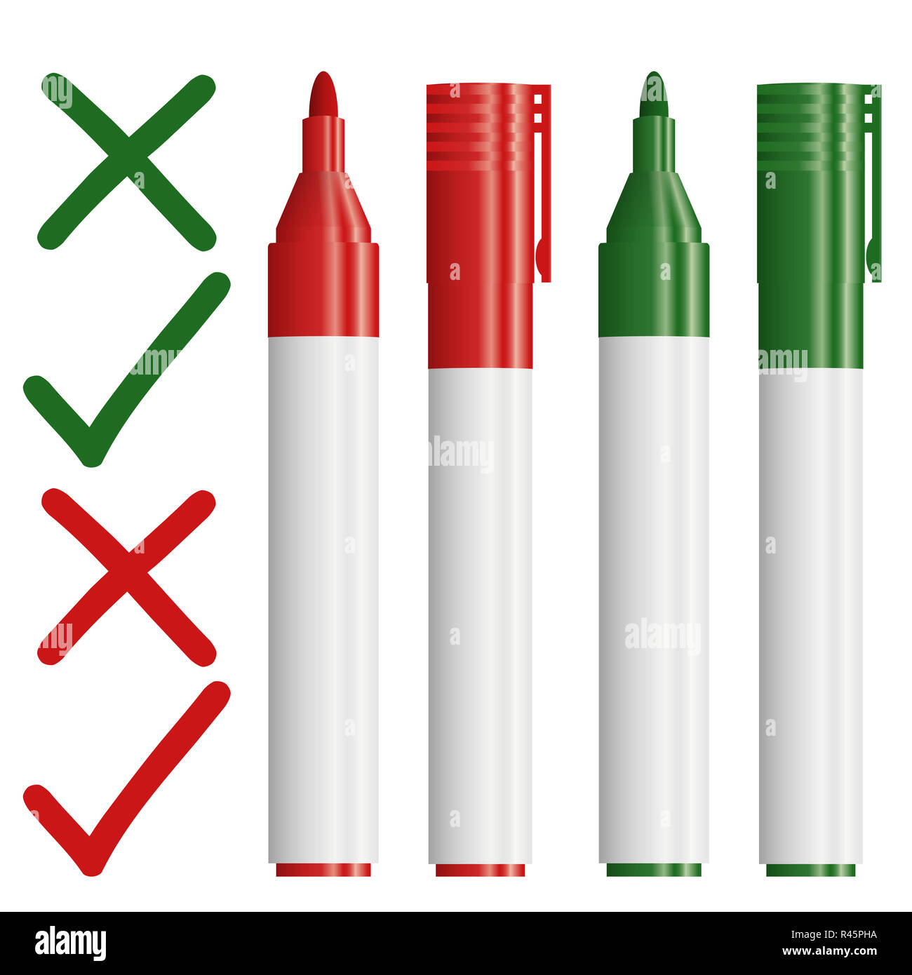 text markers green and red Stock Photo