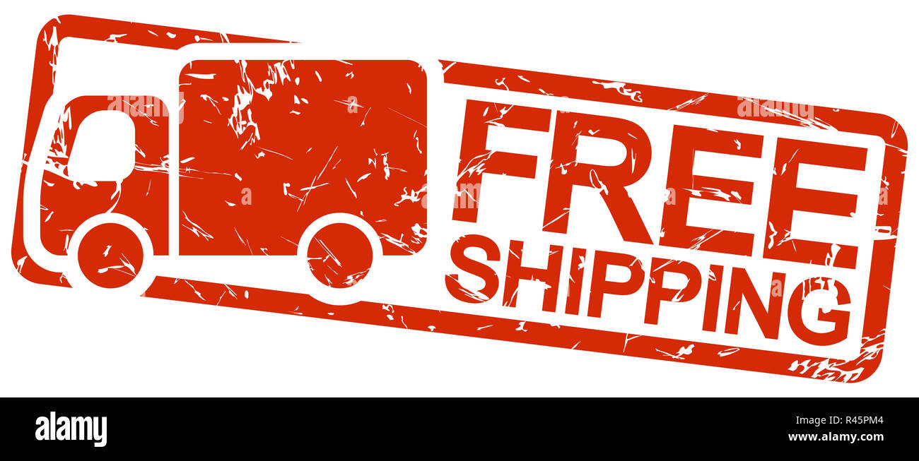 red stamp with text free shipping Stock Photo