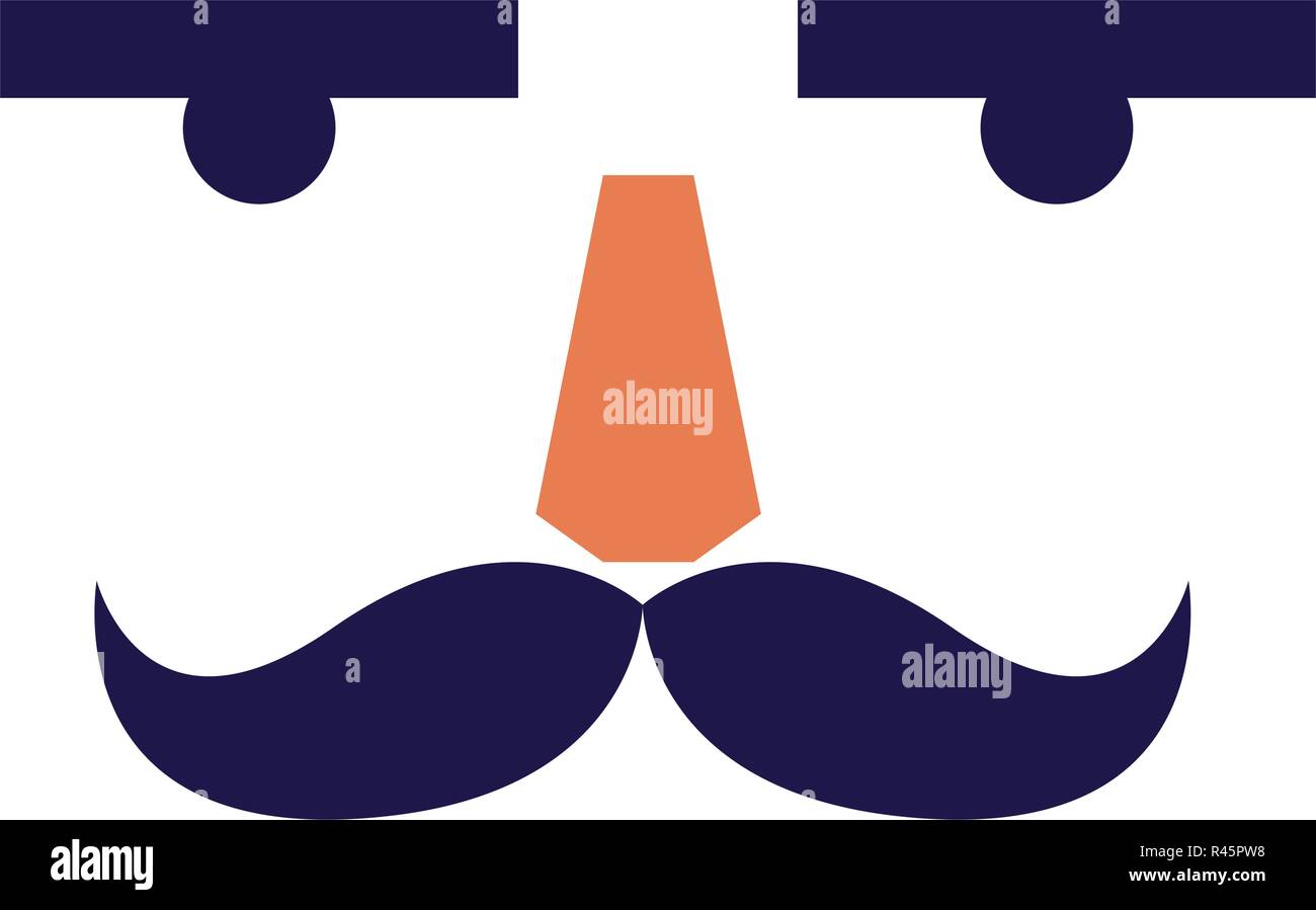 Face of nutcracker with mustache over white background, vector