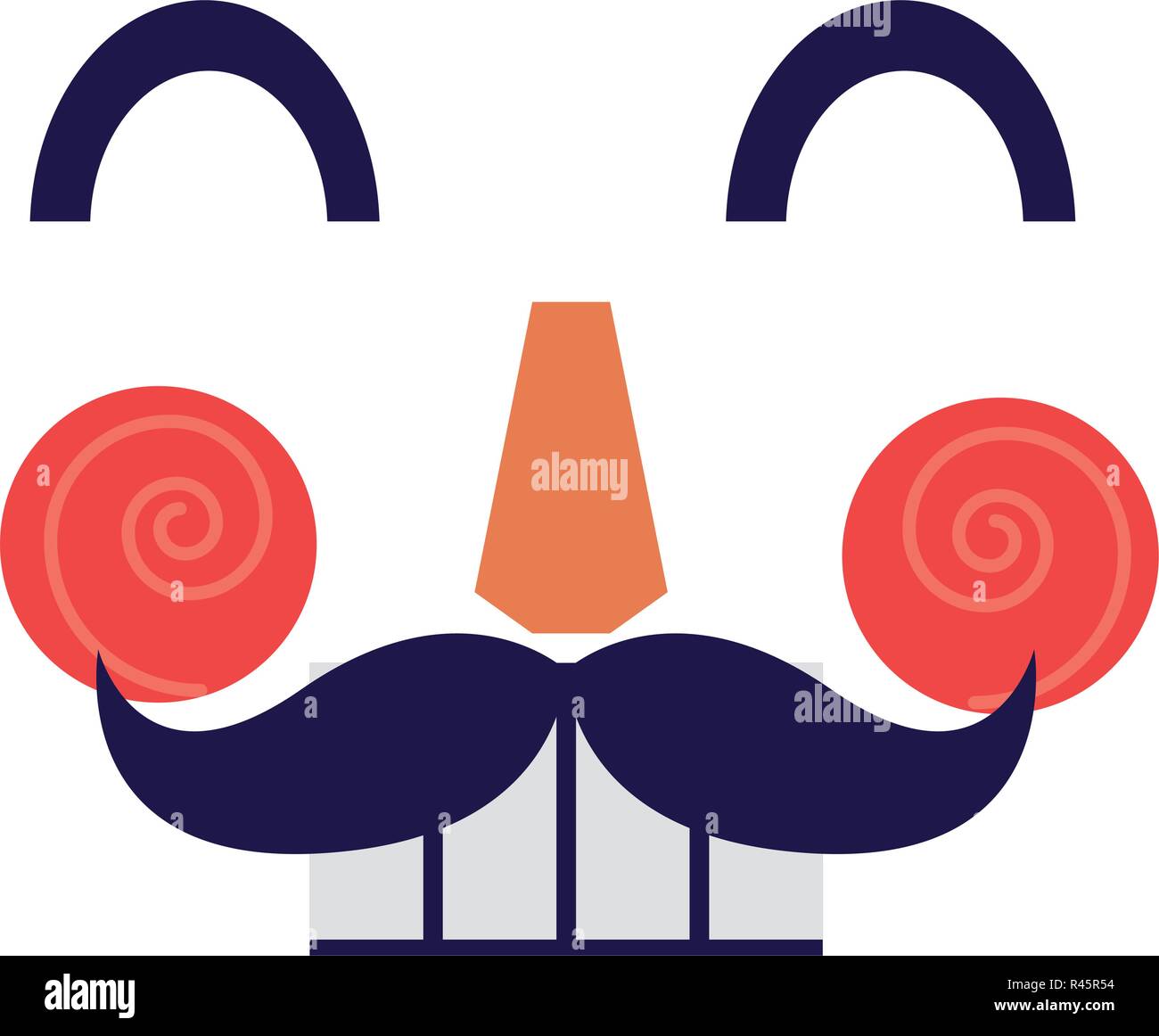 Face of nutcracker with mustache over white background, vector