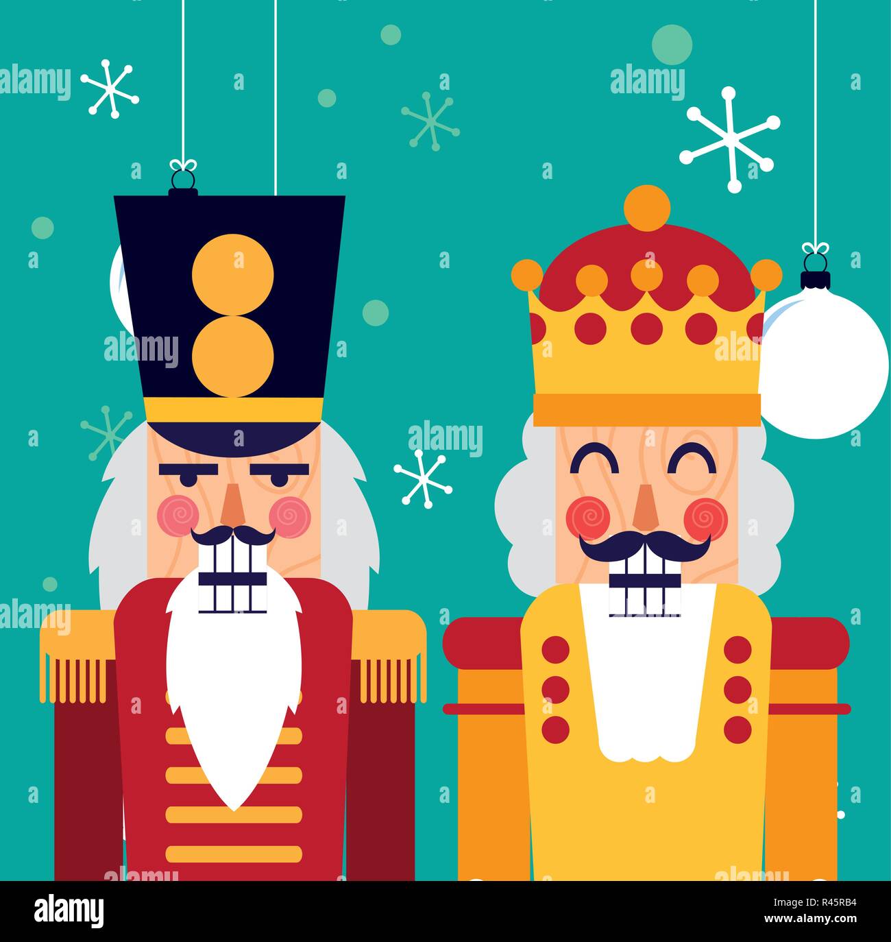 nutcrackers toys over background, colorful design, vector illustration