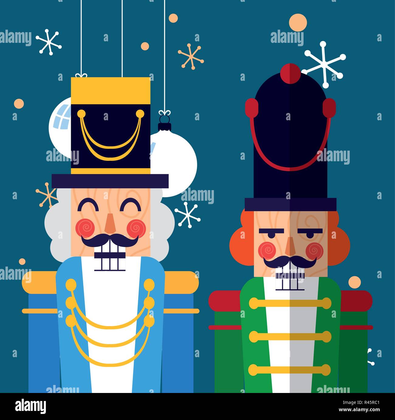 Christmas nutcrackers icon over blue background, vector illustration Stock Vector