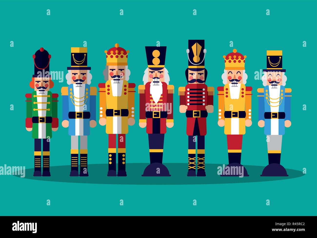 nutcrackers toys over background, colorful design, vector illustration Stock Vector