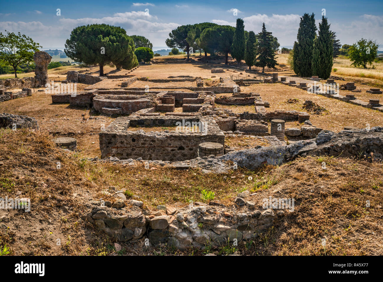 Roman settlement ruins in Aleria, Corsica, France Stock Photo