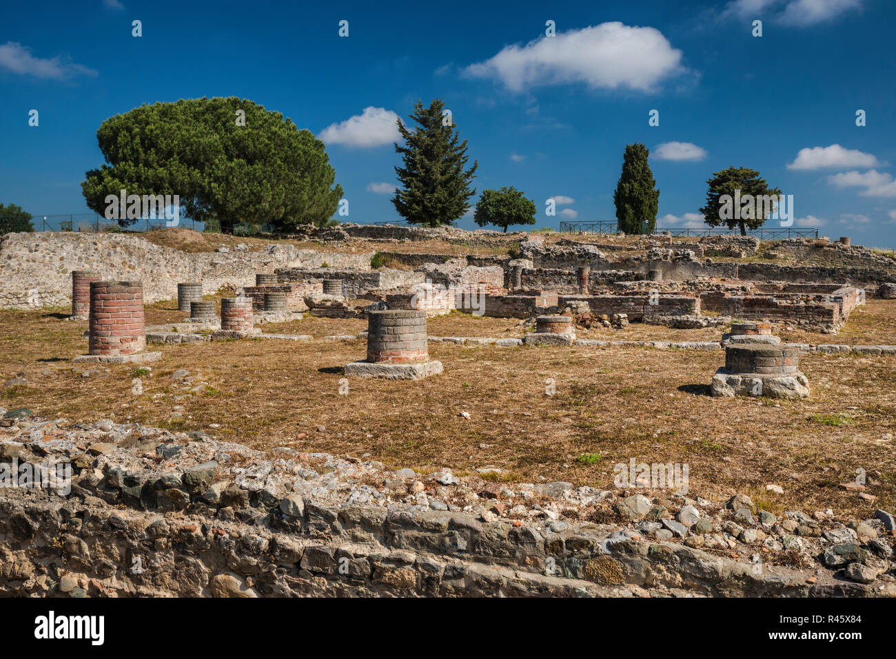 Roman settlement ruins, archaeological site in Aleria, Corsica, France Stock Photo