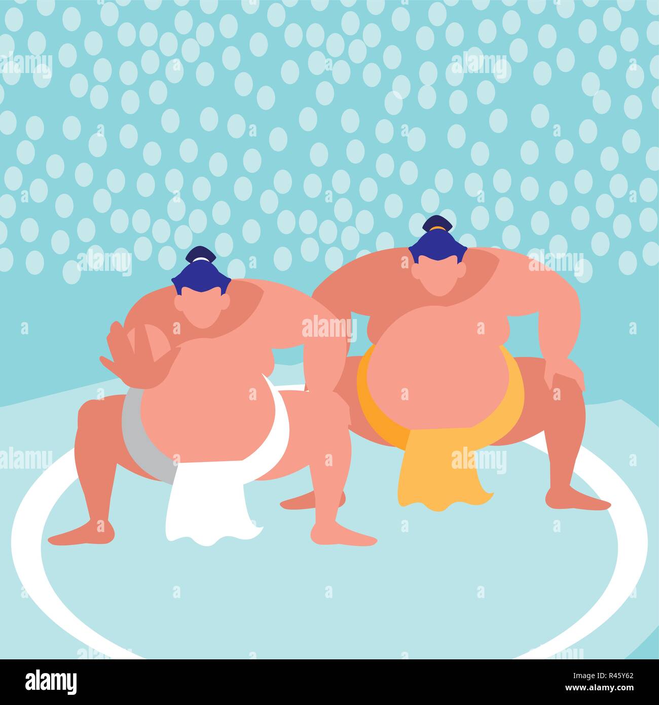 sumo wrestlers icon over blue background, colorful design. vector illustration Stock Vector