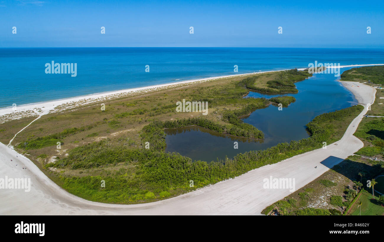 Marco Island coastal aerial photography beaches and mangrove areas around Naples and Southwest Florida Stock Photo