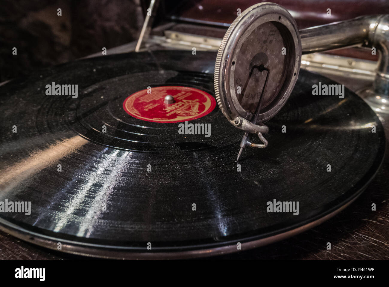 Vintage Vinyl Record Player From 19s Stock Photo Alamy