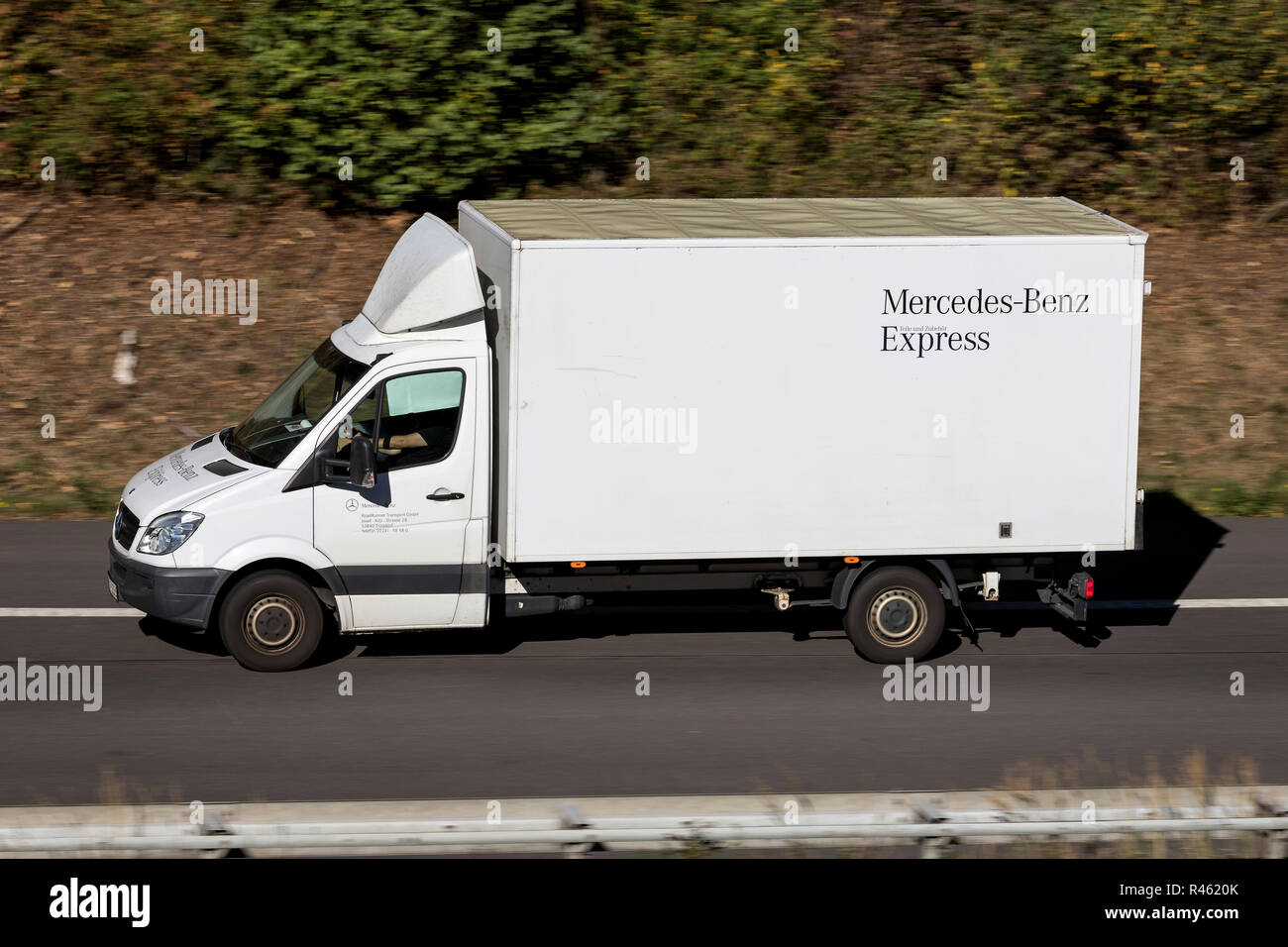 Mercedes-Benz Express Sprinter on motorway. Stock Photo