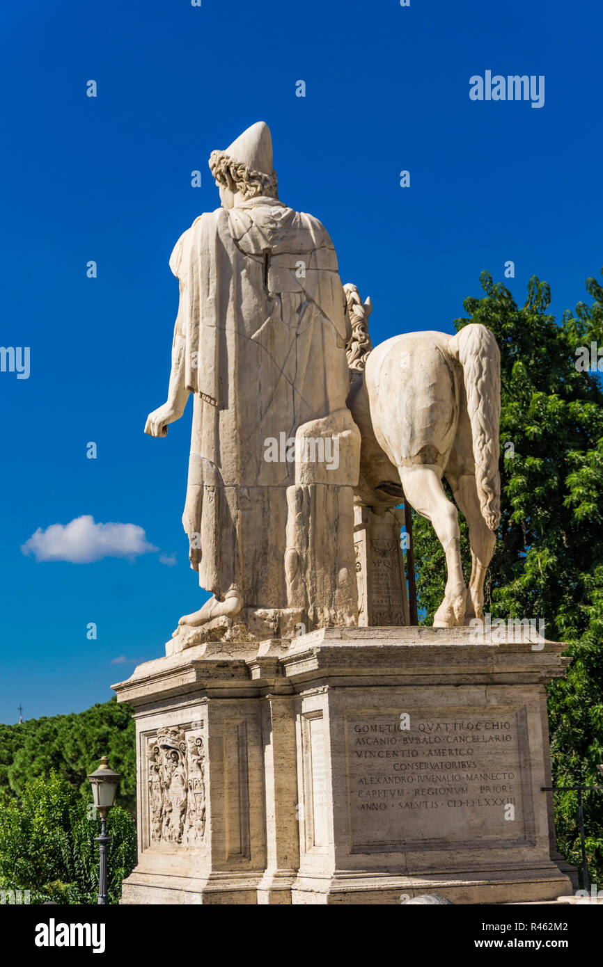 Statue of Castor with a Horse at Capitoline Hill in Rome, Italy Stock ...