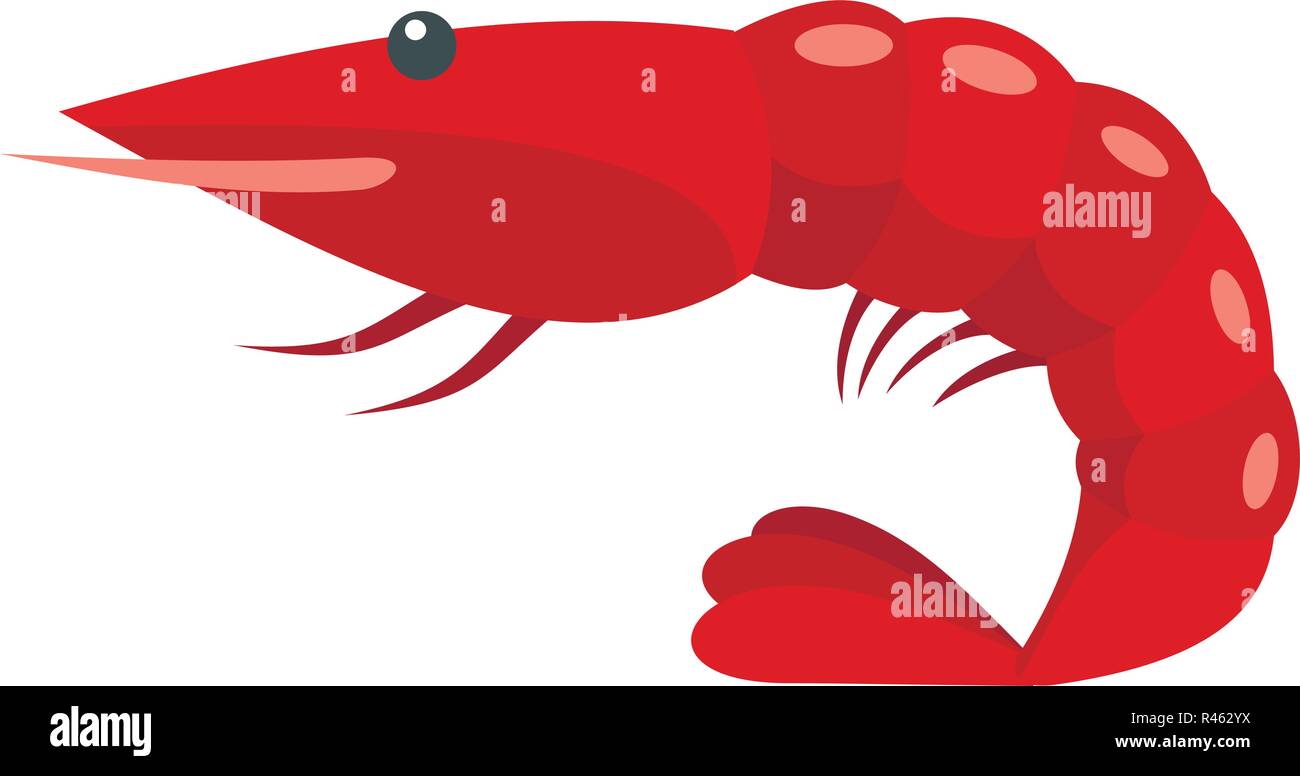 Red shrimp icon. Flat illustration of red shrimp vector icon for web isolated on white Stock Vector